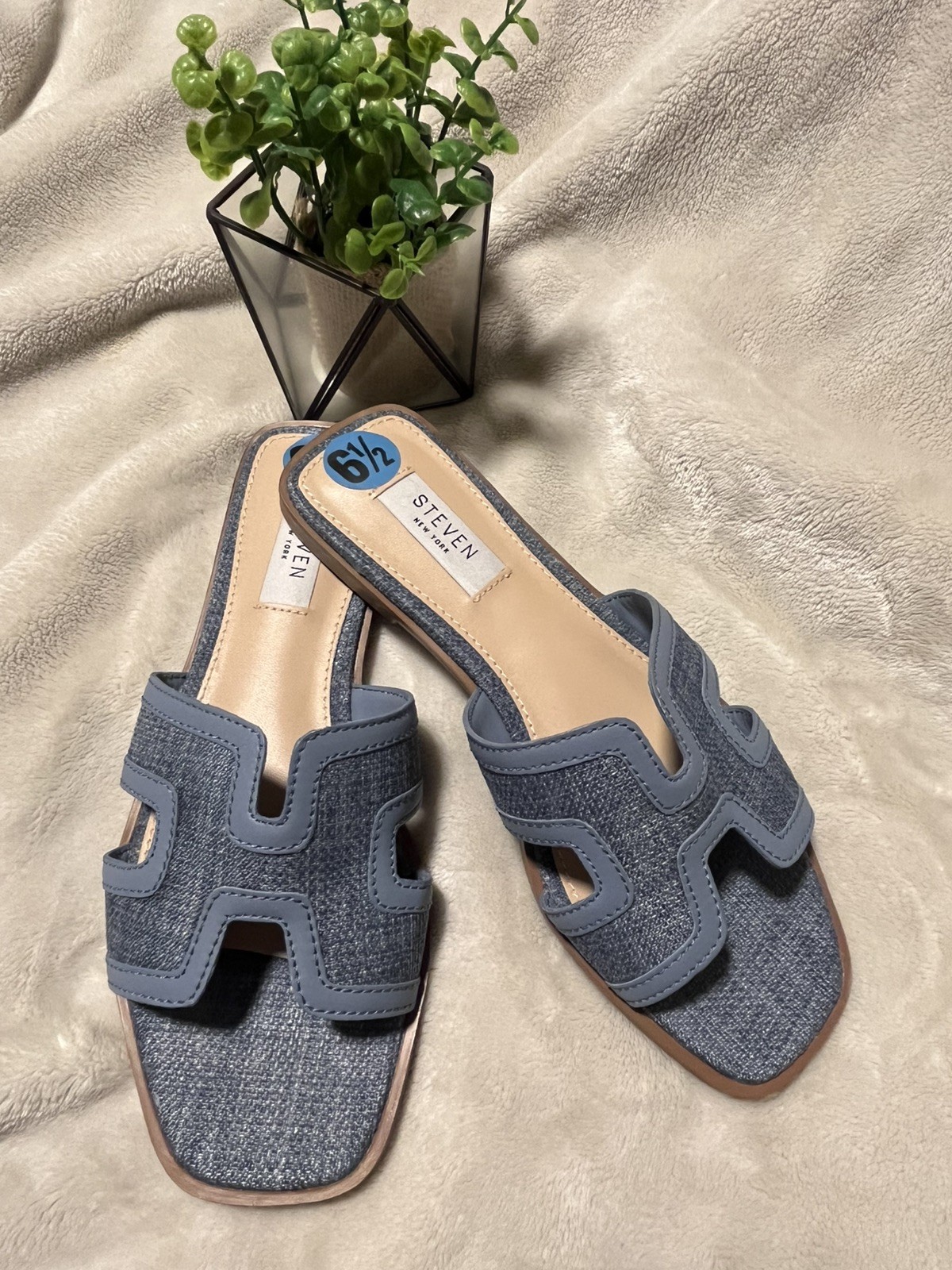 Steven New York Women’s Blue Denim Slide Sandals – Size 6 1/2 NWOT