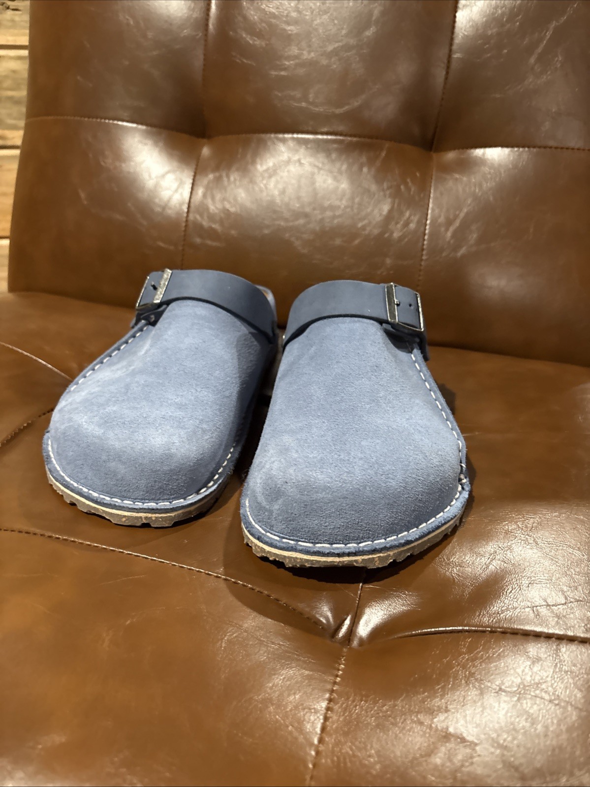 BIRKENSTOCK PREMIUM LUTRY MEDIUM/NARROW WIDTH UNISEX CLOGS WITH BACKSTRAP SUEDE