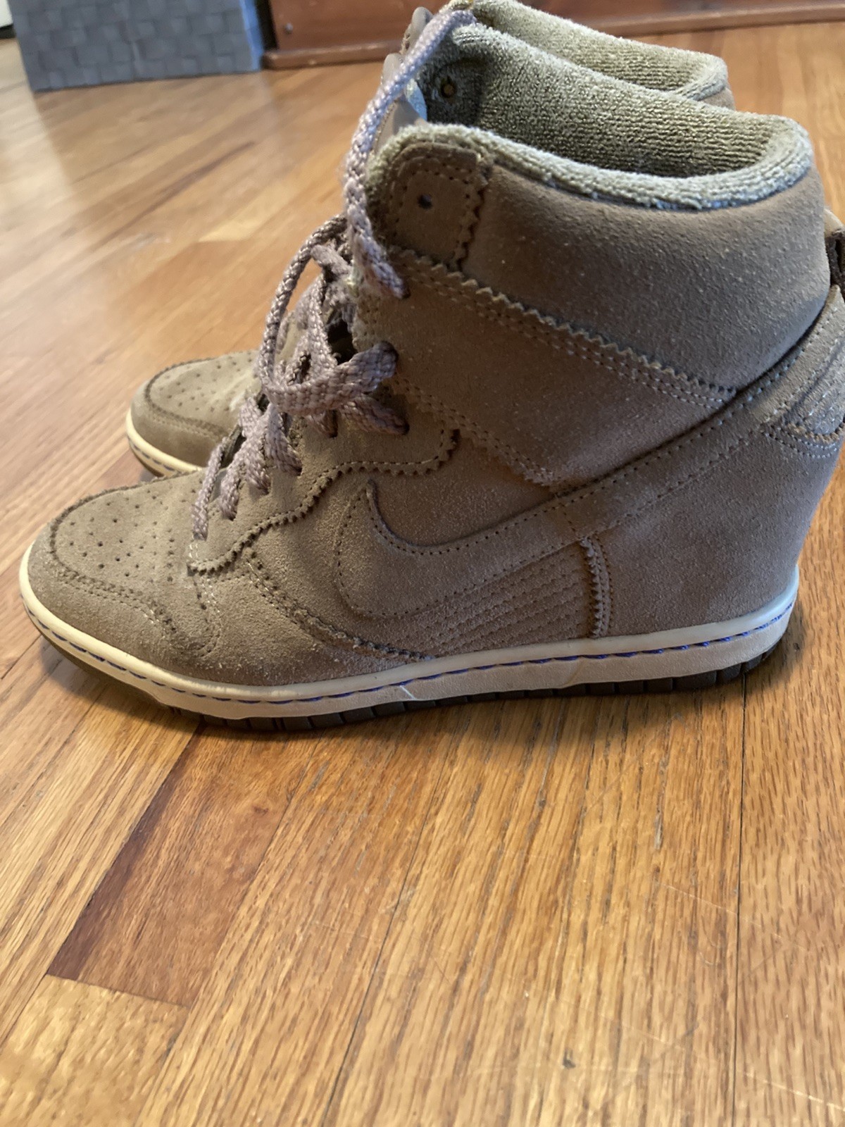 Nike Women’s Dunks Taupe Suede High-Top Wedge Sneaker