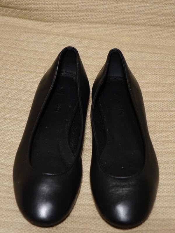 Women navy boot heels black leather 36.5 #B9MY