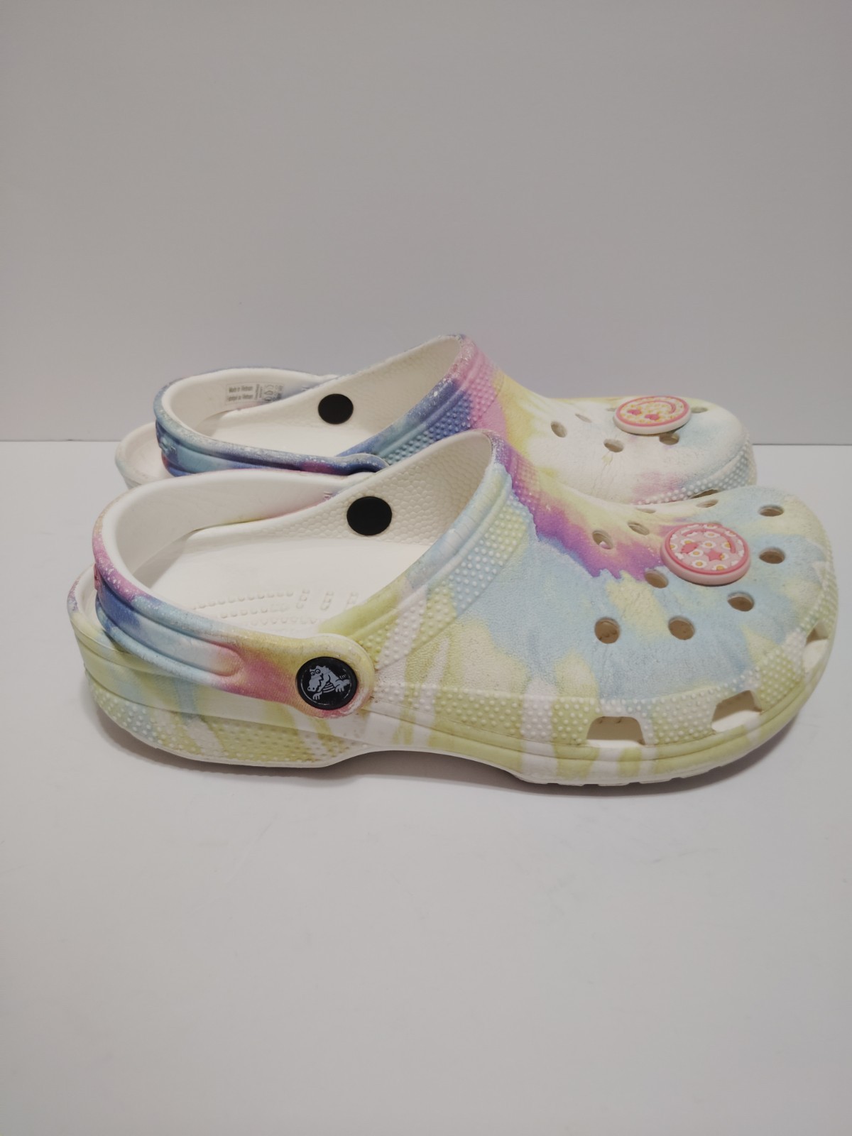 CROCS Iconic Classic Slip-On Pastel Rainbow Tie Dye Sandal Clog Womens 7 Mens 5