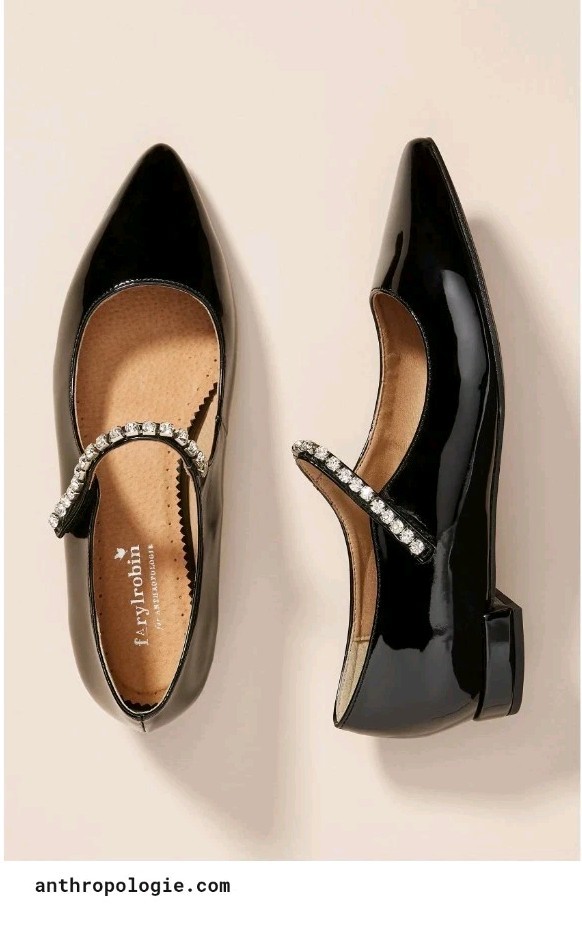 Farylrobin Amour Flats For Anthropologie Black Patent Leather Maryjanes 6.5 NEW