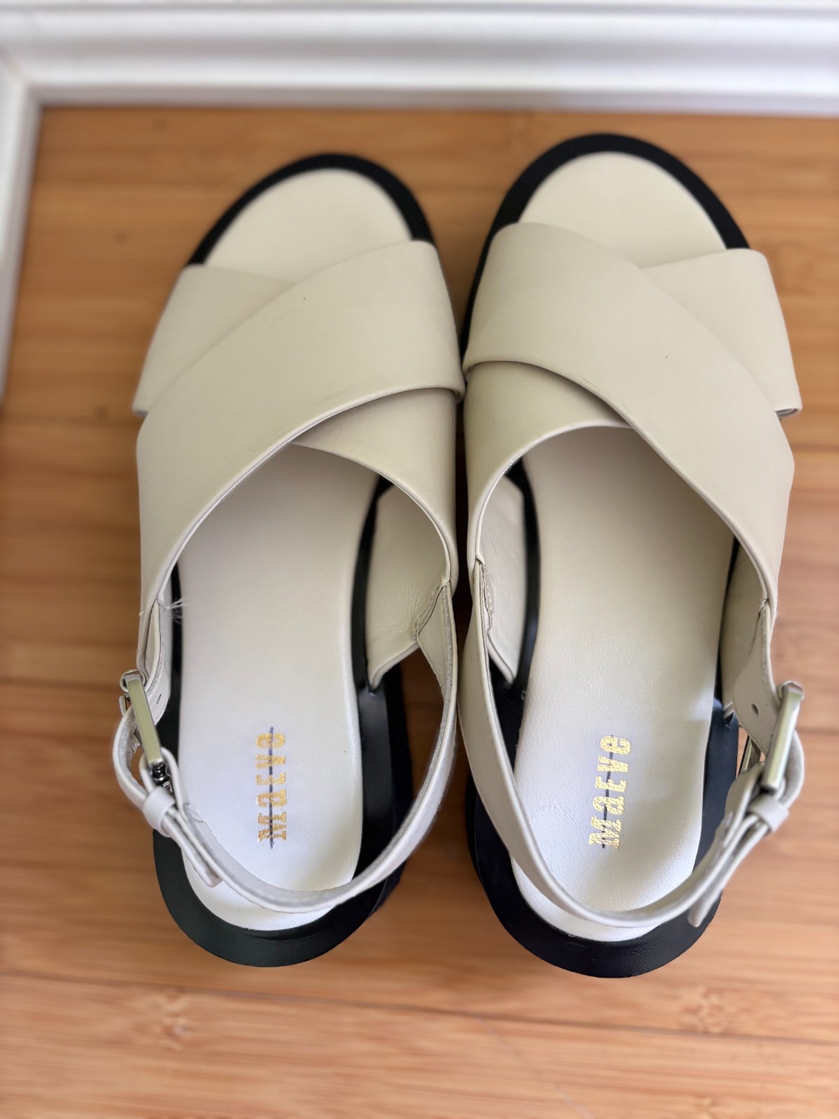 Maeve Anthropologie Cross-Strap Platform Sandals Beige EU 37 US 6.5 NWB