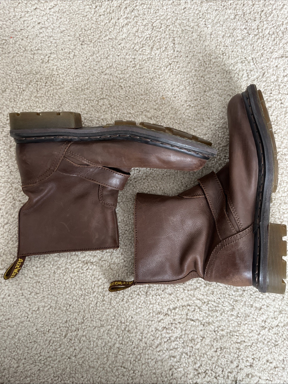 Dr. Martens Meg Biker Leather Ankle Boots Brown US 7 EU 38 Moto Grunge