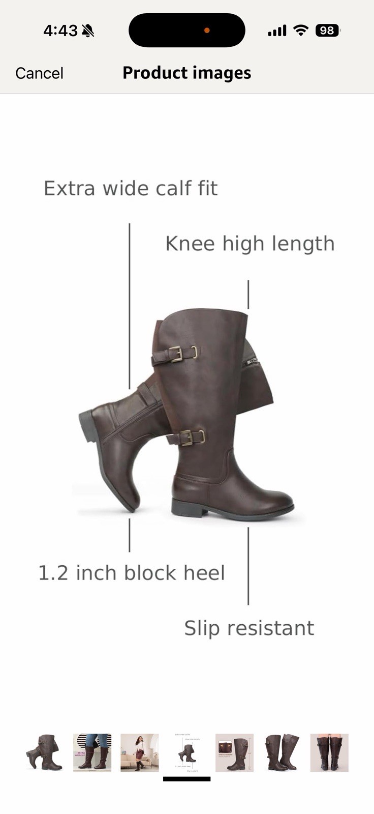 Women’s Chicblooms Classic Extra Wide Calf Knee High Boots Sz 7 **NWT**