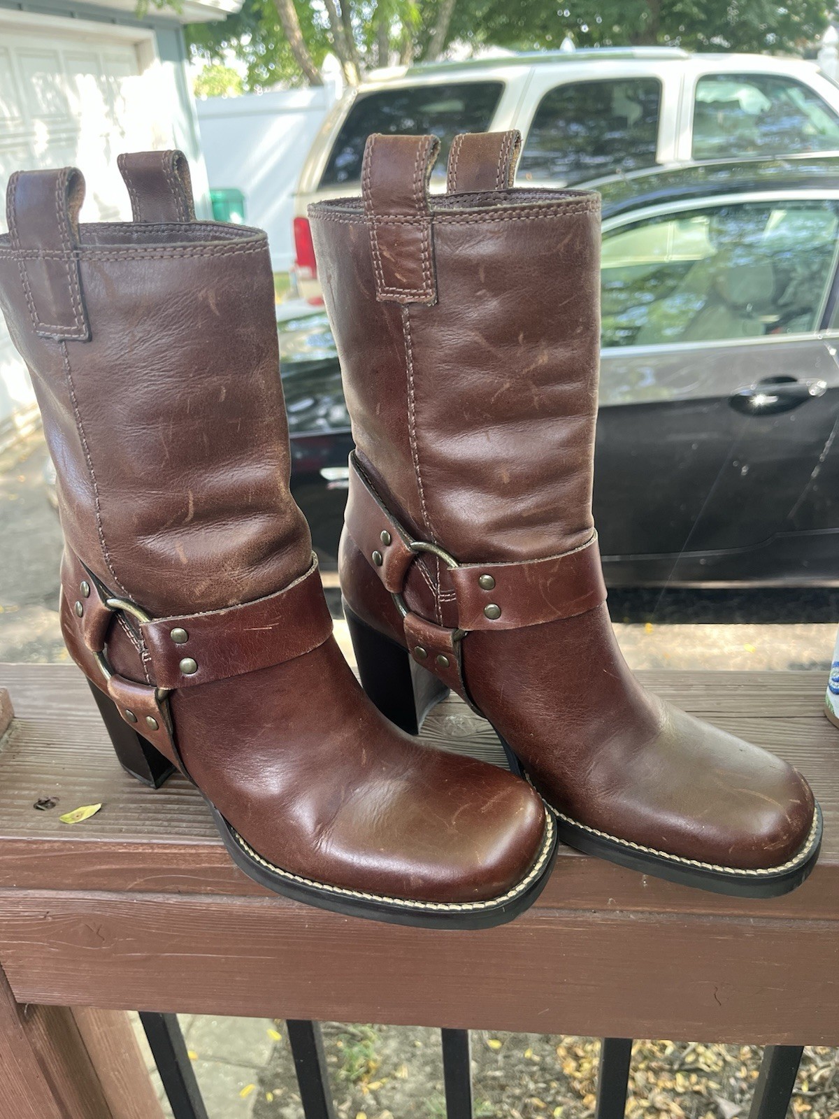 MIA brown leather heeled boots