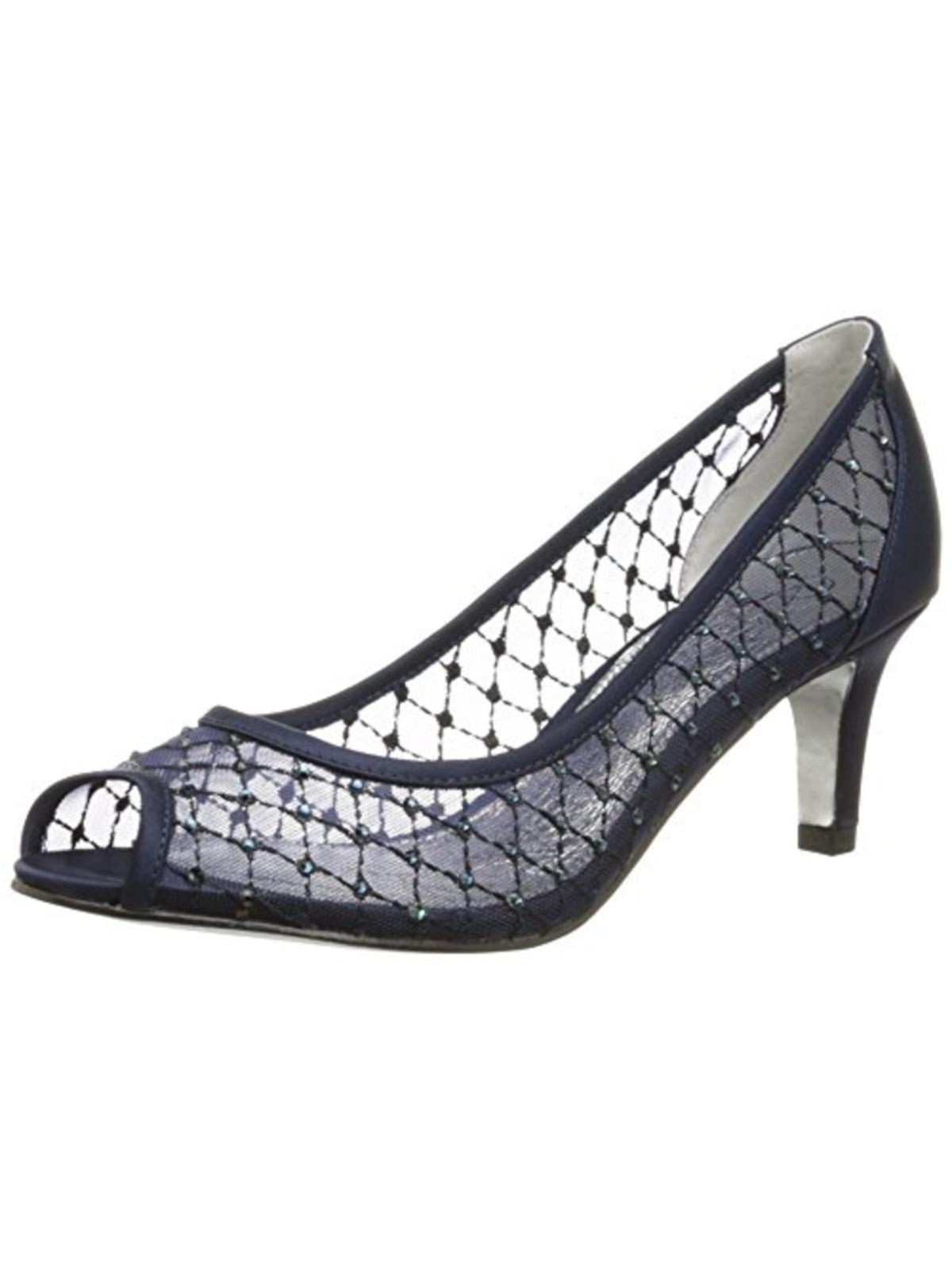 ADRIANNA PAPELL Womens Navy Jamie Peep Toe Kitten Heel Slip On Pumps 11 M