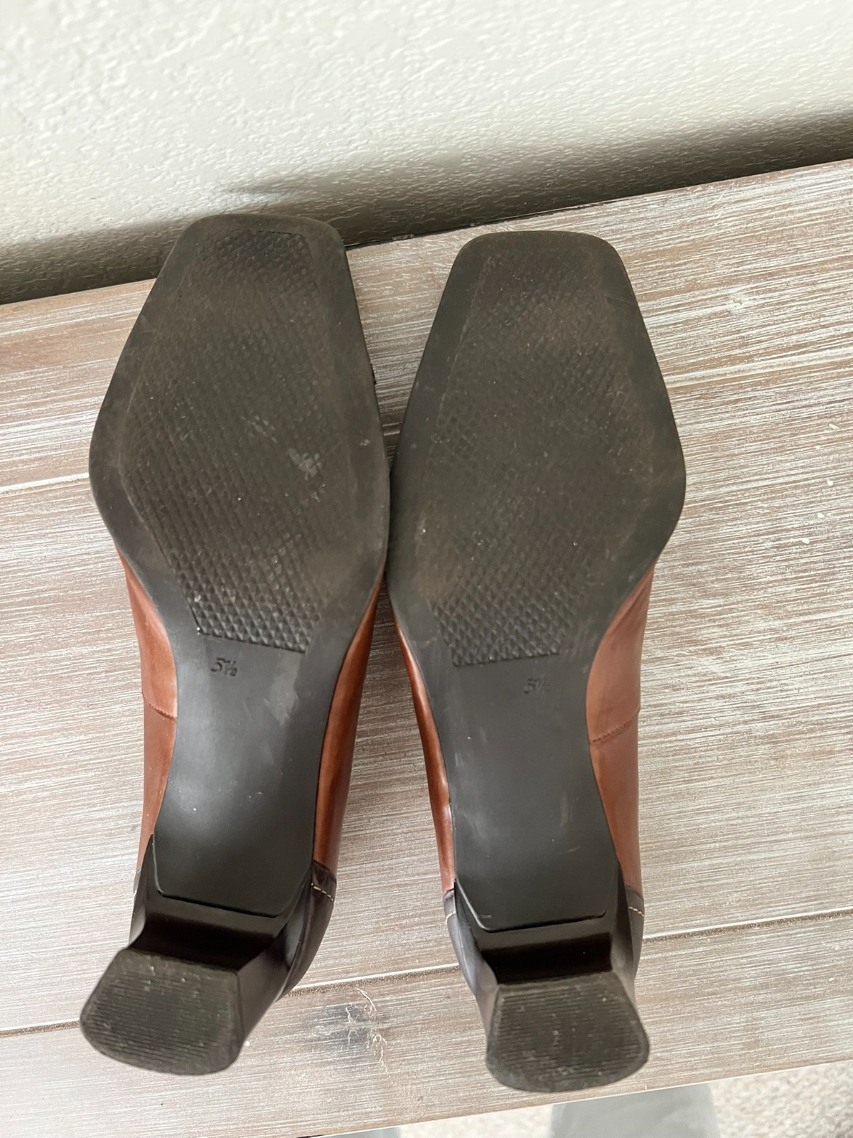 Ara Germany Relax Flex Leather Pumps Brown Square Toe Block Heel UK 5.5 G US 8