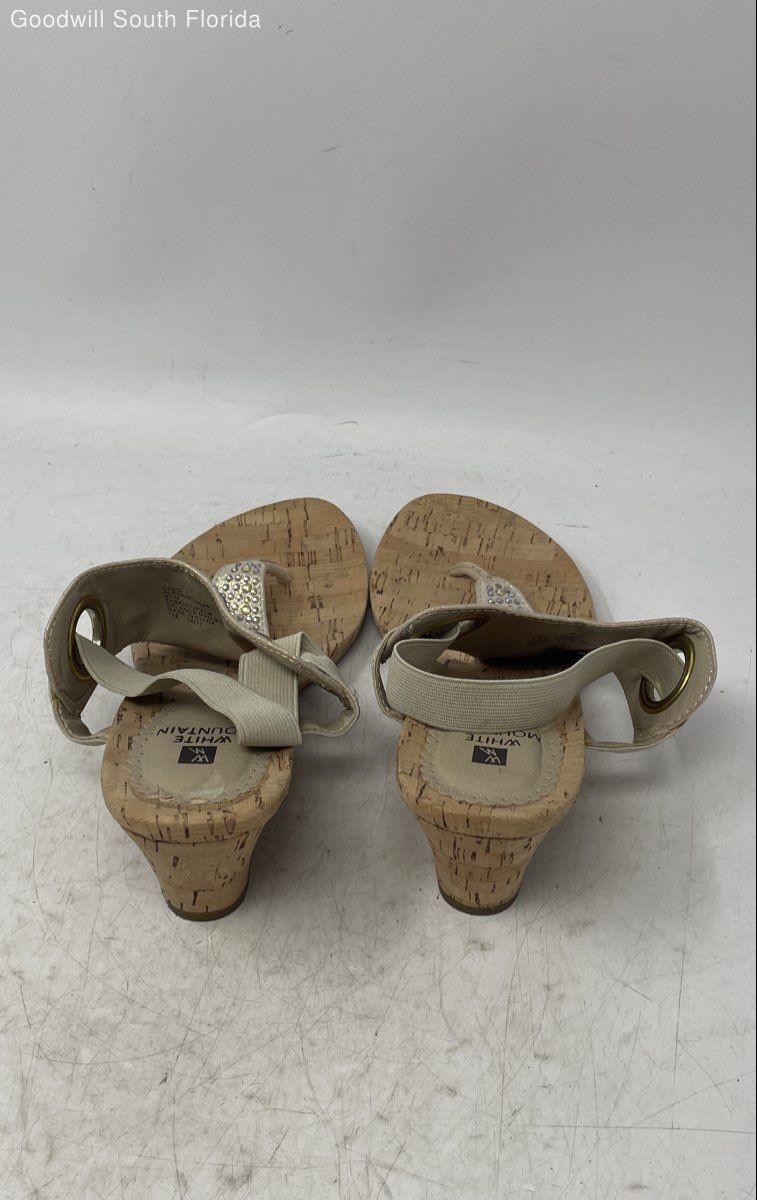White Mountain Womens Aldon Gold Brown Wedge Heel Slingback Sandals Size 9.5M