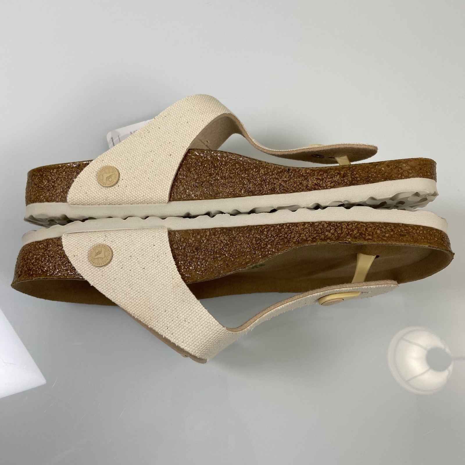 Birkenstock Womens US 9 EU40 Eggshell Gizeh Vegan Thong Sandals New Canvas NWOB