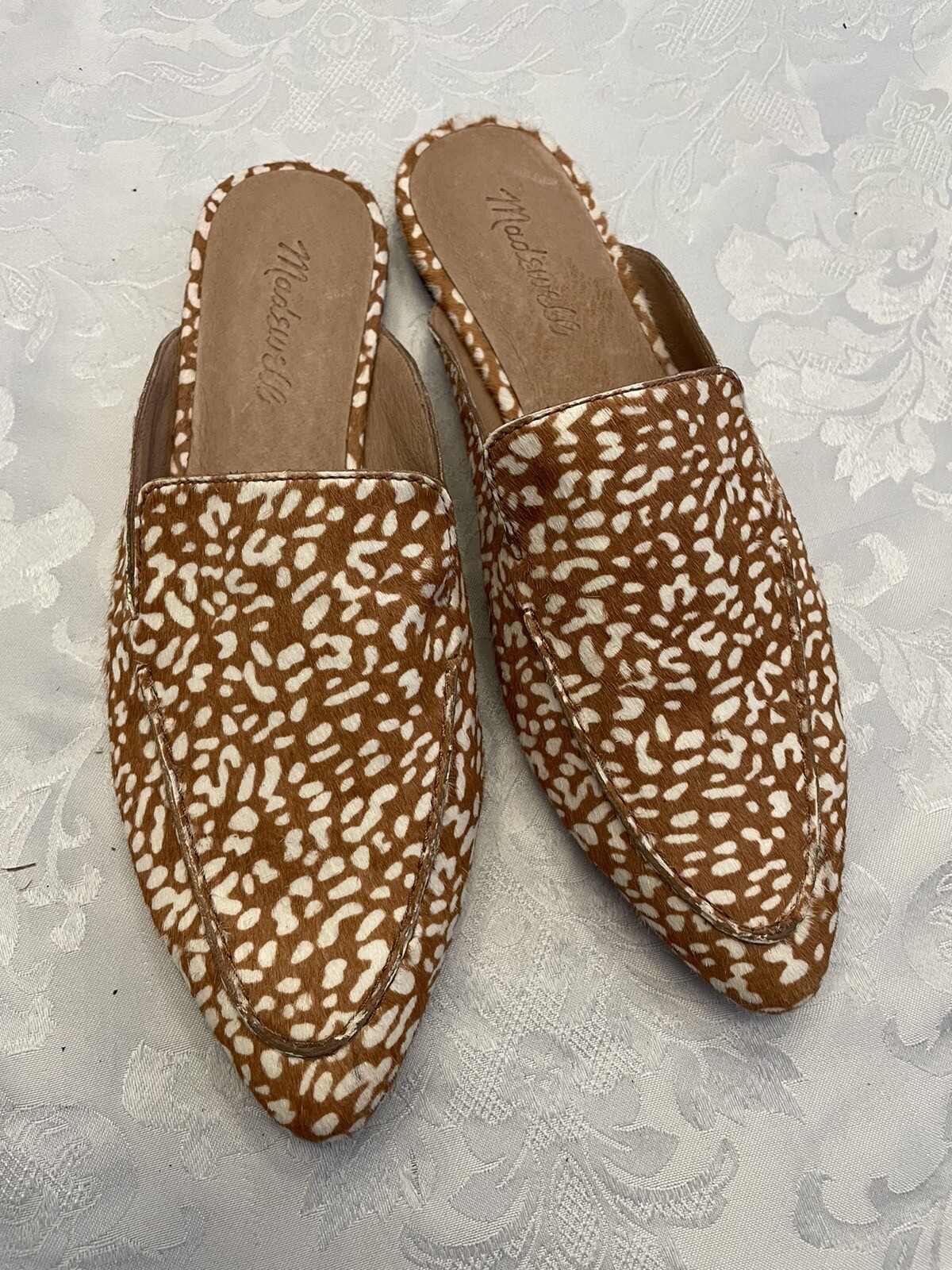 Madewell 7.5 The Frances Skimmer Mule Mini Leopard Calf Hair Shoe Preppy Boho