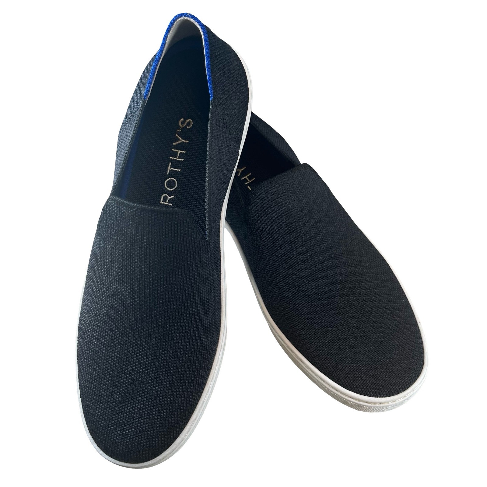 Rothy’s Womens The Sneaker Black Solid Slip On Knit Casual Eco Friendly Size 9