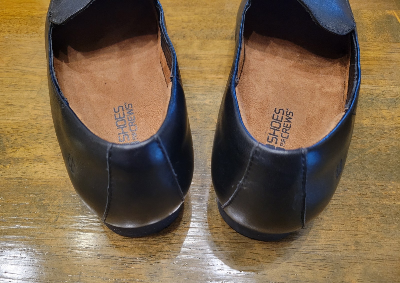 Shoes For Crews Womens Leather Slip-On Loafer Black Slip Resistant Sz 9 Workwear
