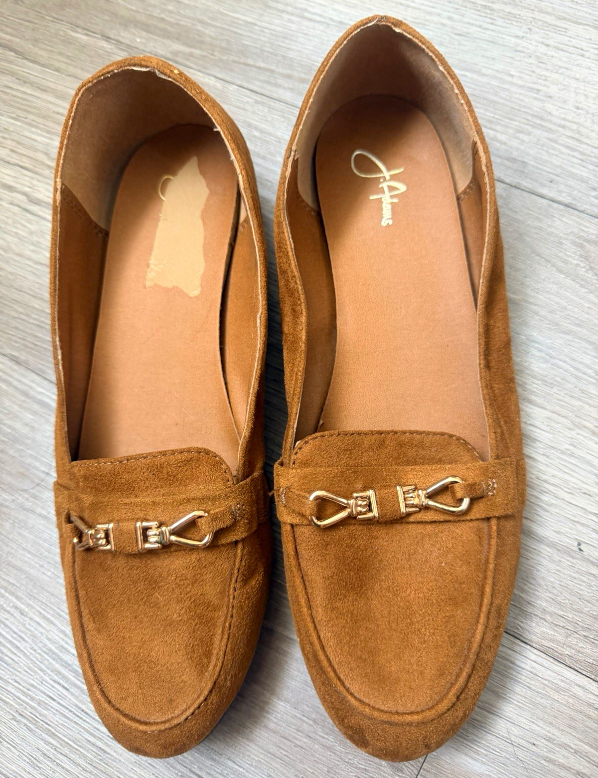 Journee Collection Women’s Brown Suede Loafer Flats Gold-Tone Bit US 8.5