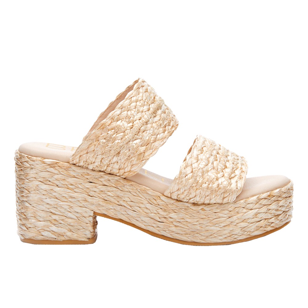 BEACH by Matisse Ocean Ave Platform Block Heels Womens Beige Casual Sandals OCE