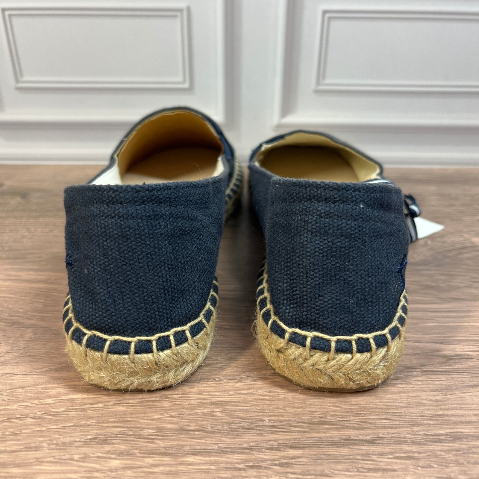 Joules Shelbury Espadrilles Womens Navy Blue Embroidered Bee Canvas Flats 5 NEW
