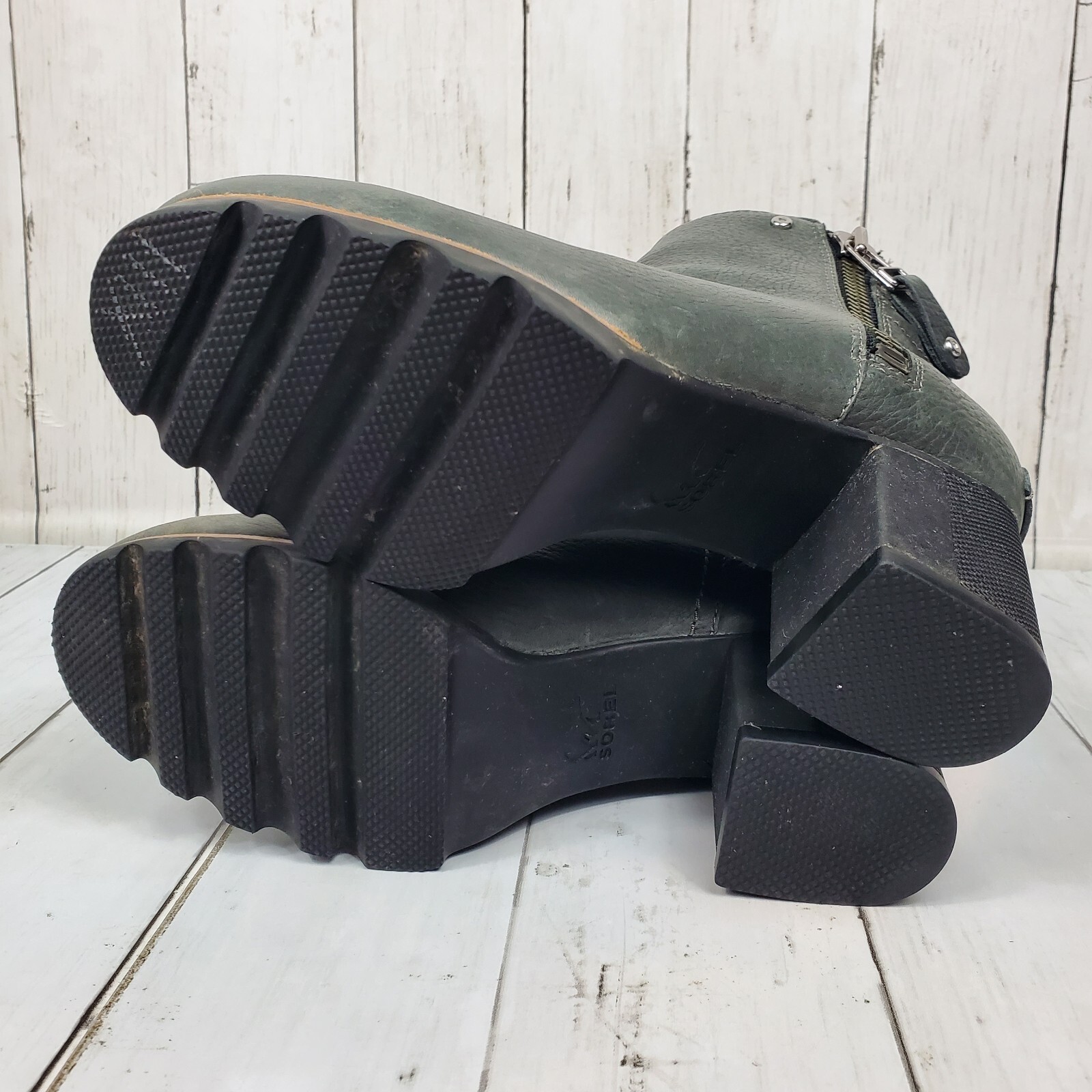 SOREL Danica Waterproof Ankle Bootie Sz 7.5 Gray Quarry Black Leather NL2547-052