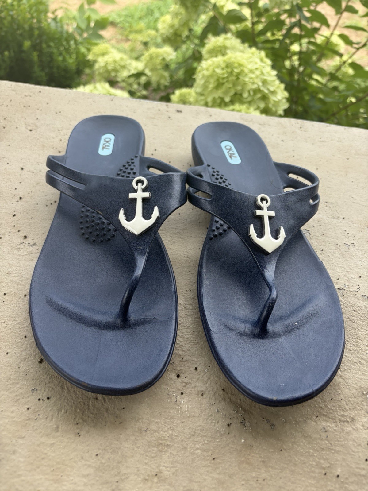 Oka-B Navy Anchor Flip Flop Sandals Nautical Made In The USA