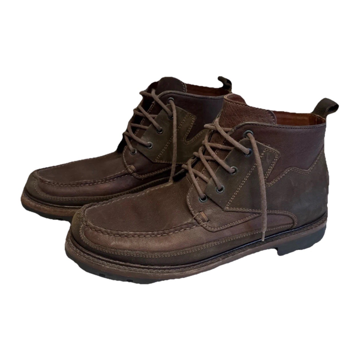 Cole Haan Women’s 8.5 M Brown Leather Hiking Chukka Boots Moc Toe Lace Gorpcore