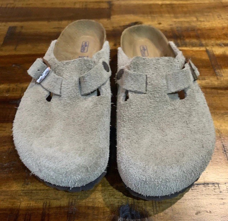 Birkenstock Boston Women’s Gray/taupe Suede Clogs EU 35 US 4 Soft Footbed