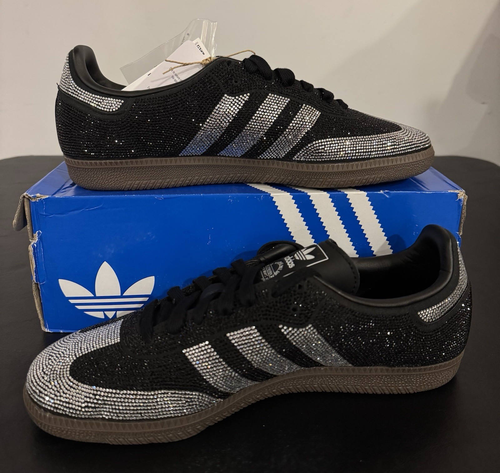 Size 10 – adidas Samba OG Black Silver Rhinestones W
