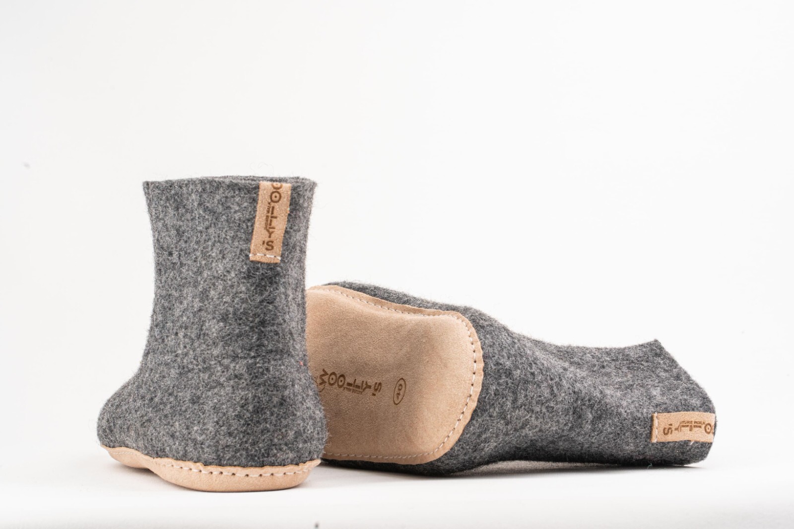 Woollyes Charcoal Indoor Boots with Leather Sole – Cozy and Stylish Footwear