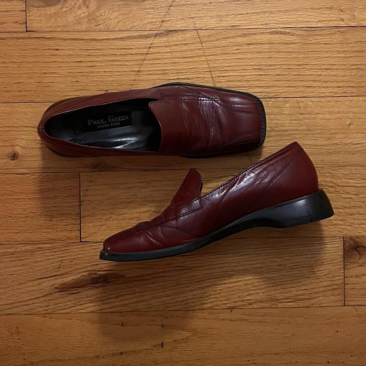 Vintage Burgundy Red Leather Loafers Slip On Shoes by Paul Green Size 7W Germany
