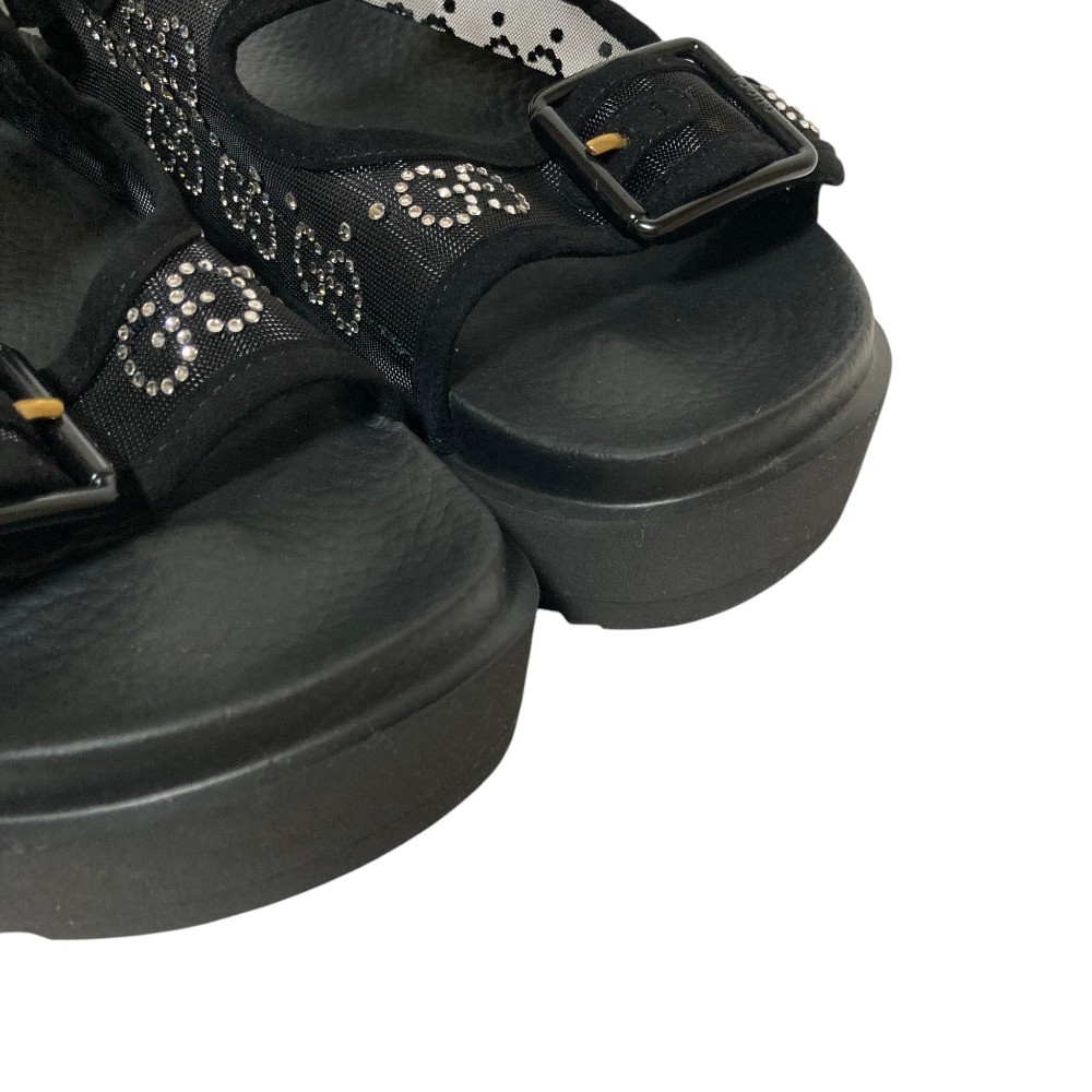 GUCCI GG Logo Crystal Platform Sandals 701158, Size 35 Black Women USED