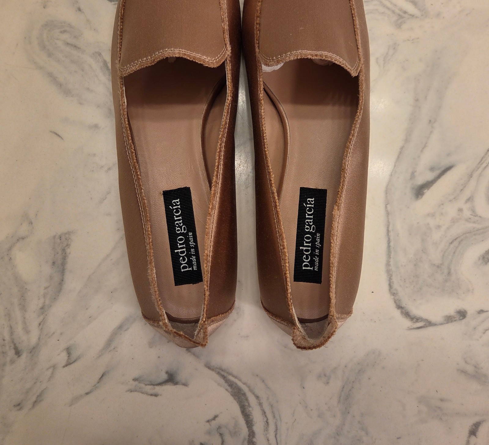 New! Pedro Garcia ‘Tamer’ Loafers Bisque Satin Womens 10 US 40 Eur. MSRP $550