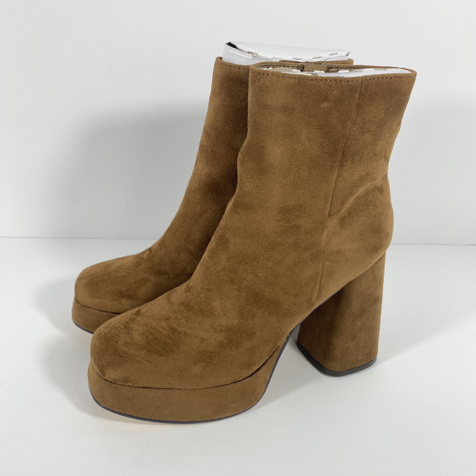 Nine West Velo 2 Platform Ankle Booties Women Shoes 6M Brown Faux Suede