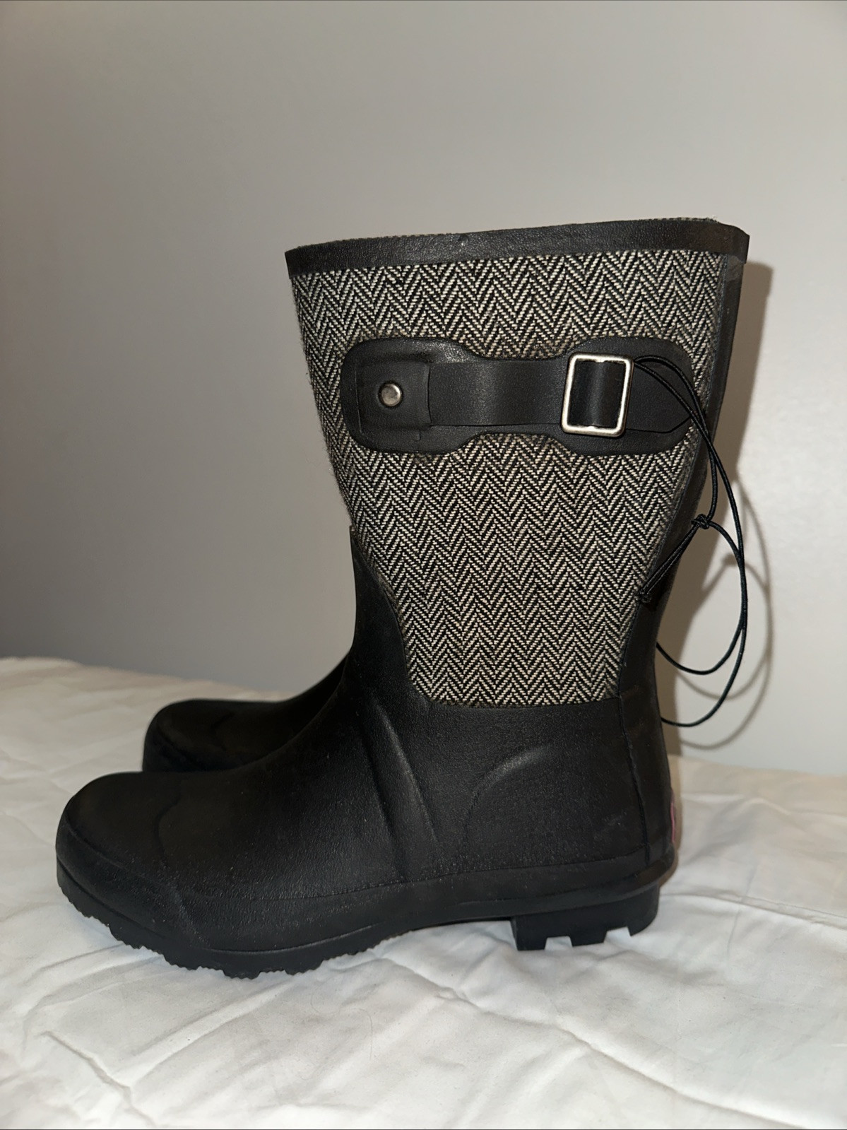 NWT Chooka Mid Café Racer Herringbone Rain Boots Size 7