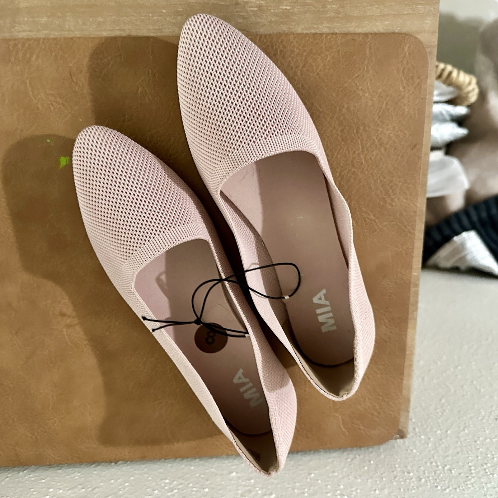 MIA Women’s Pink Knit Slip-On Flat Shoes Solid Pointed Toe US 8