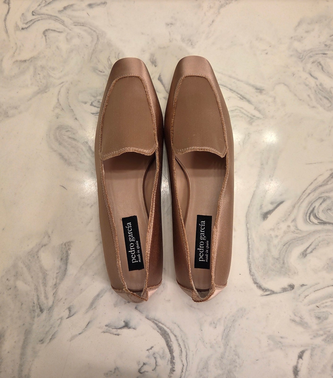 New! Pedro Garcia ‘Tamer’ Loafers Bisque Satin Womens 10 US 40 Eur. MSRP $550