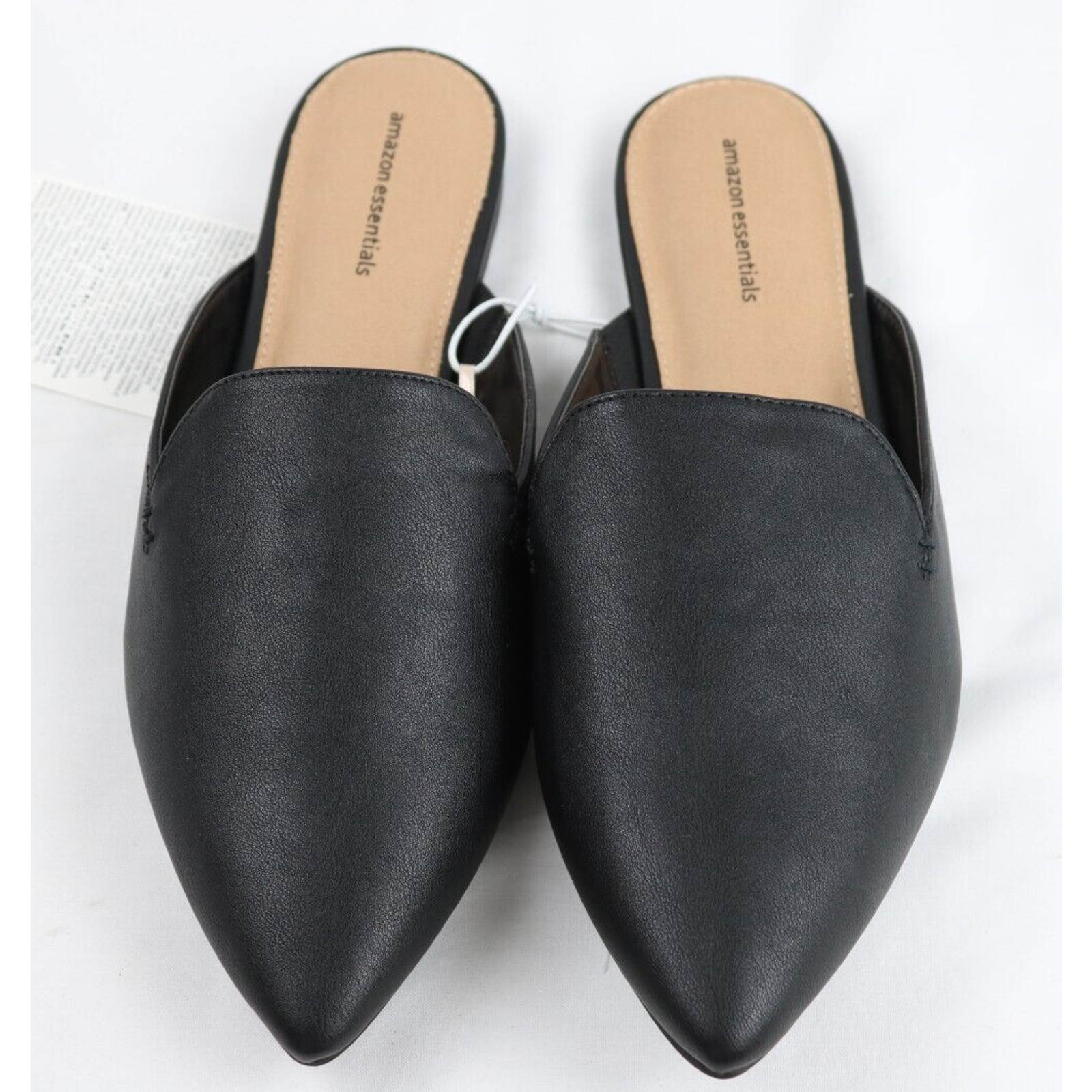 Women’s Size 9 Molly Pointy Toe Mule Flat Slides Sandals w/ Mini Heel, Black