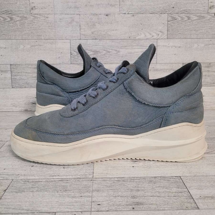 Women’s Filling Pieces Handmade Blue Leather Low Top Sneakers Shoes Size 40