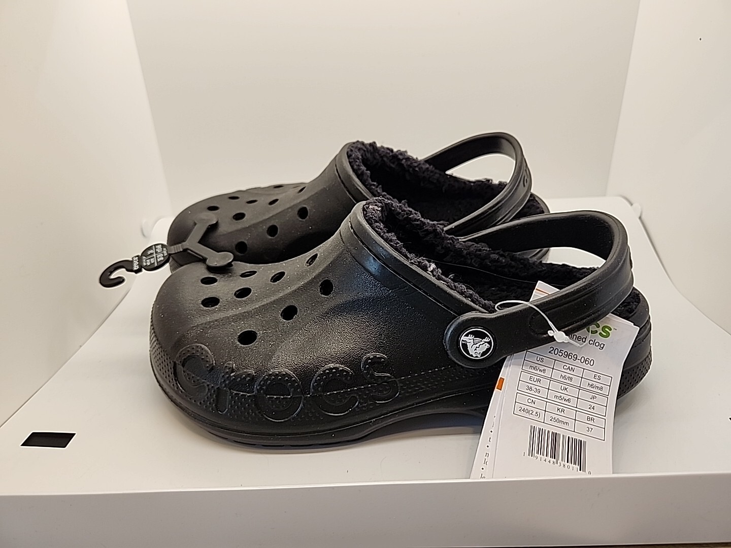 NWT Crocs BAYA Lined Clog Black Women Size 8 Men Size 6