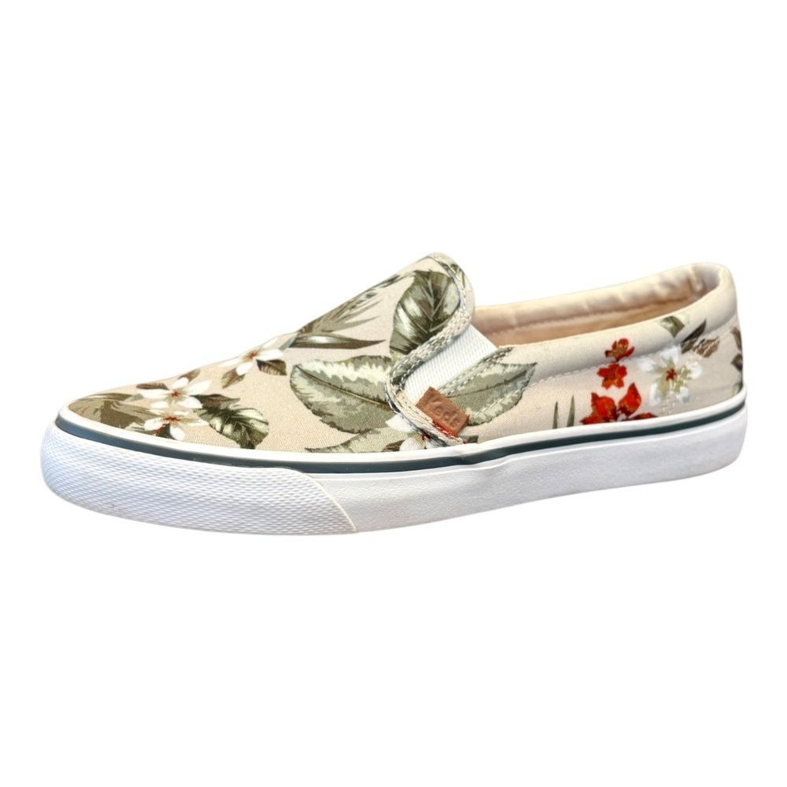 Keds Women’s 8 1/2 Jump Kick Slip Tropical Organic Cotton Slip On Sneaker