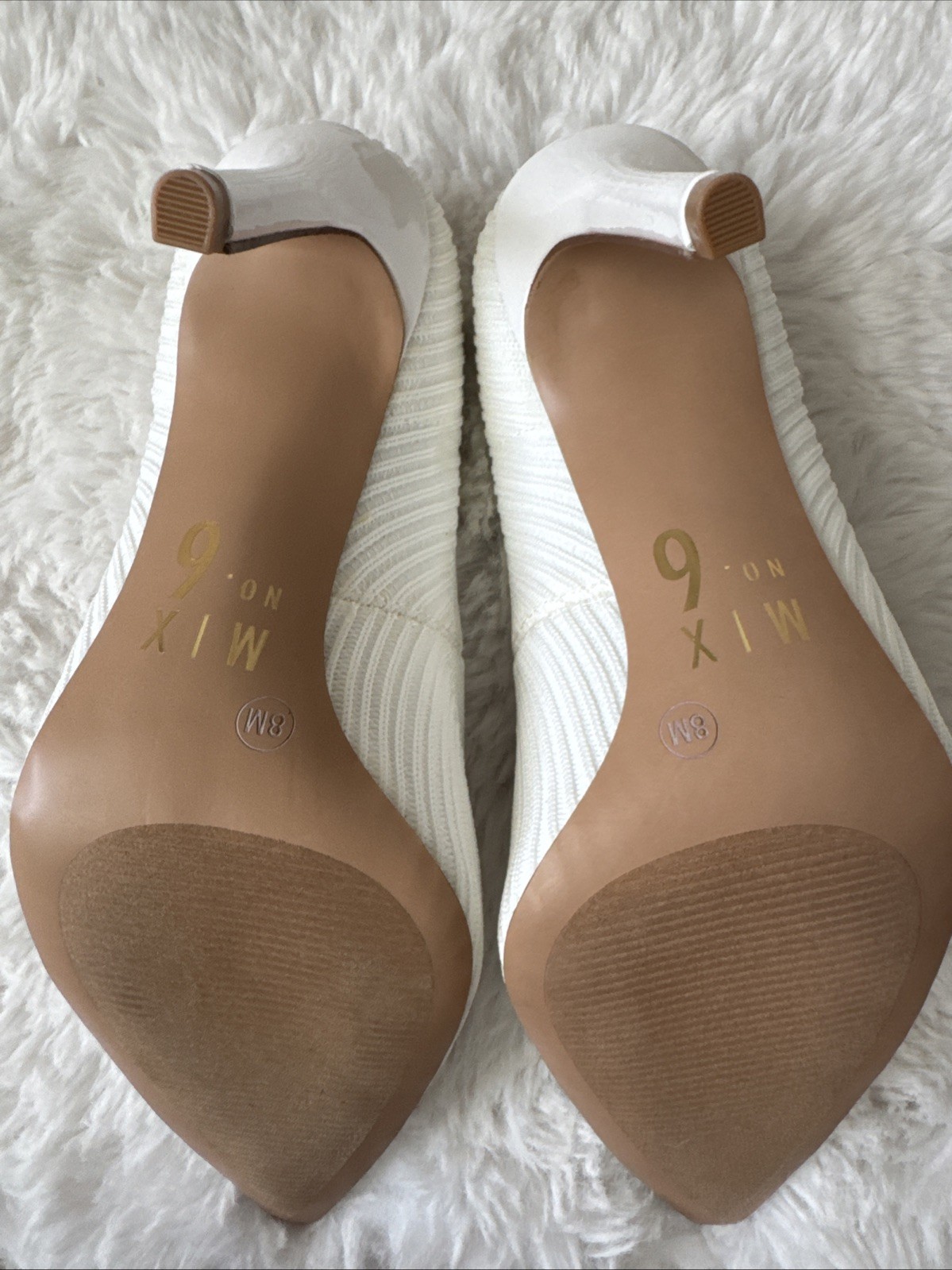 Mix No. 6 White Stretch Knit/Webbing Pumps 8M