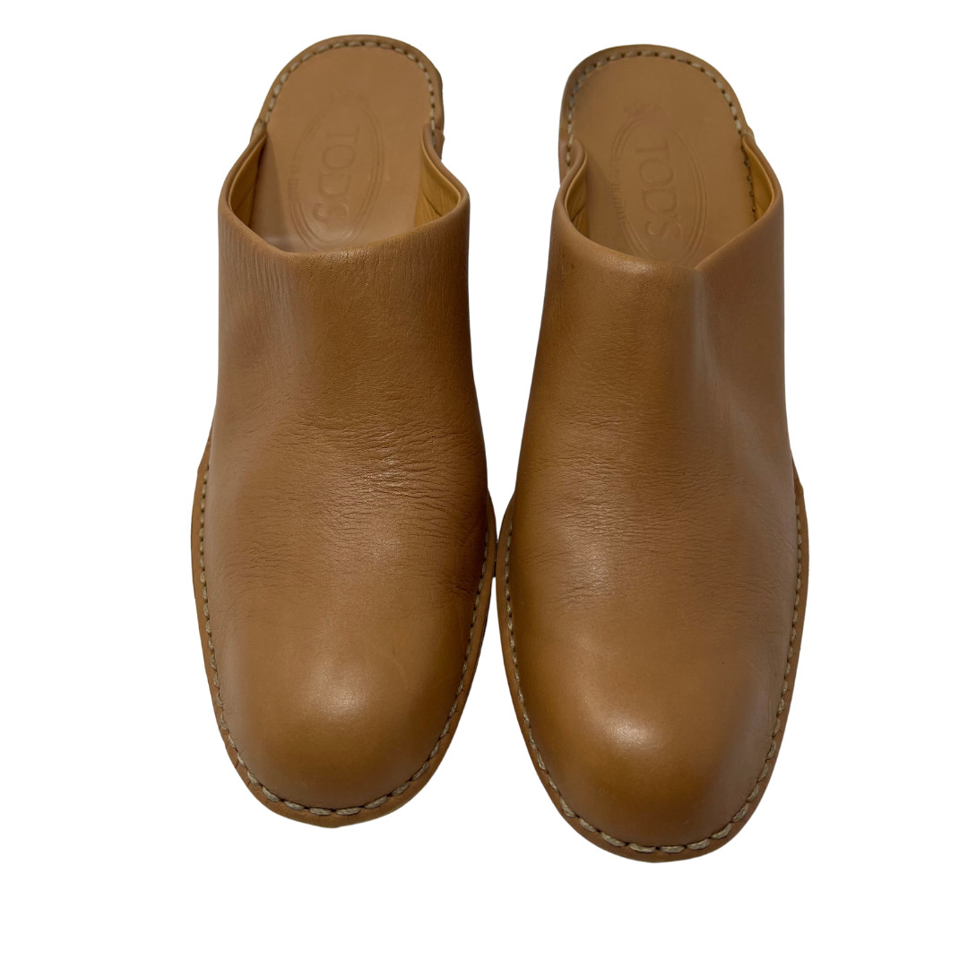 Tod’s Leather Mule Clogs Brown Slip On Heels Made in Italy Women’s