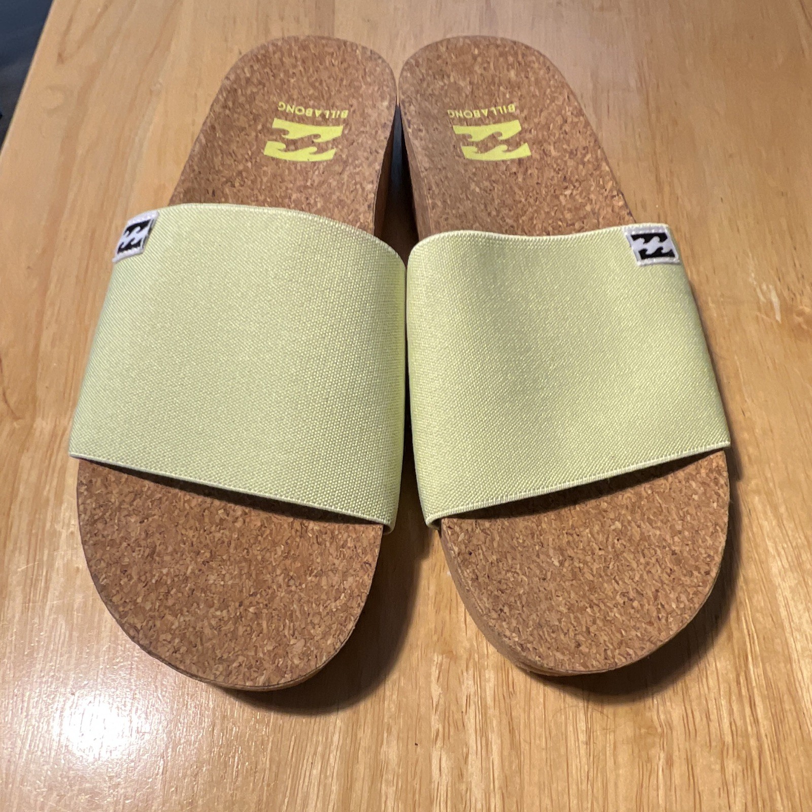 Billabong Women’s Slide Sandals Cork Footbed Beige/Brown US 7 Slip-On Logo