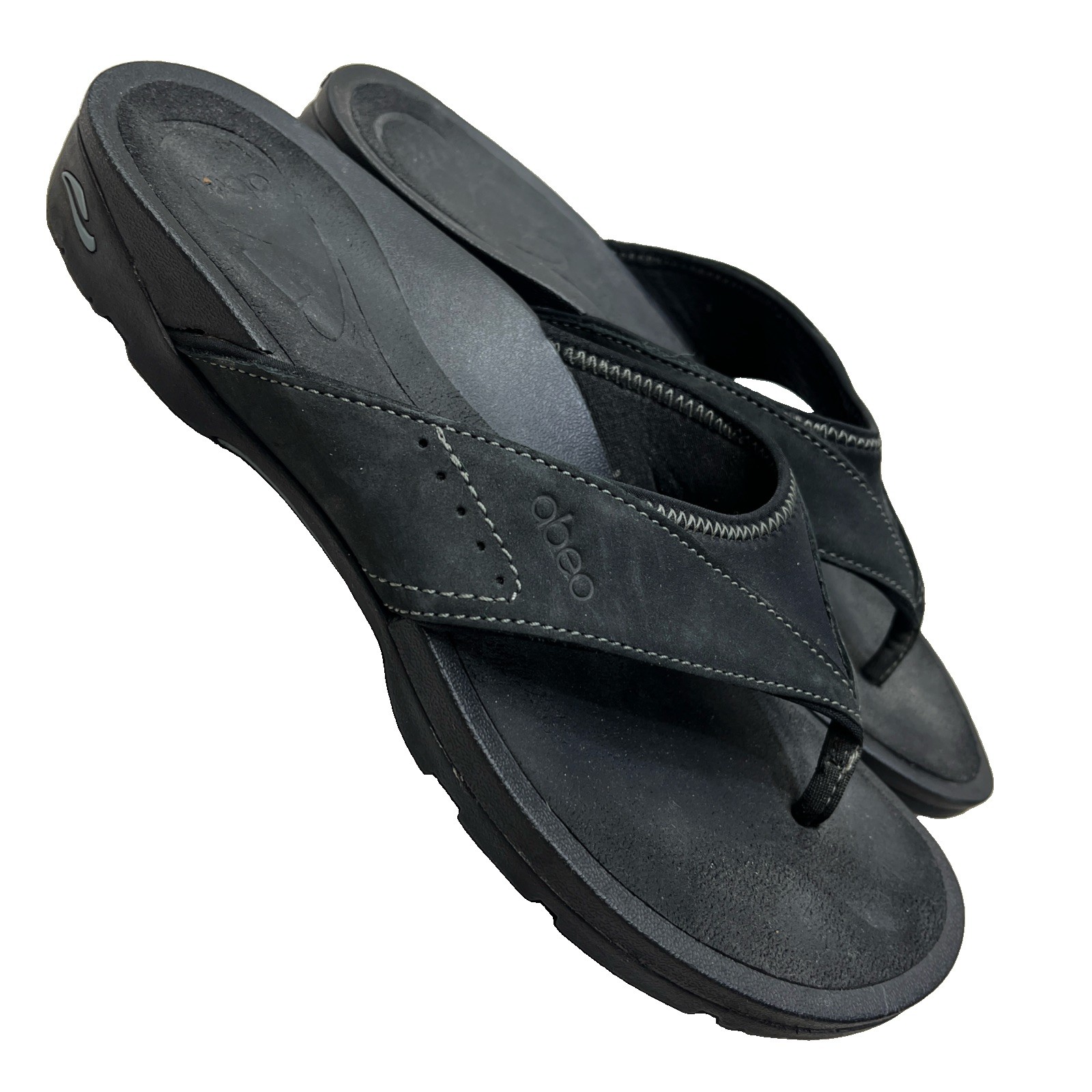 Abeo Balboa W400 Sandals Flip Flops Thongs Women’s Sz 8.5N Leather/Textile Black