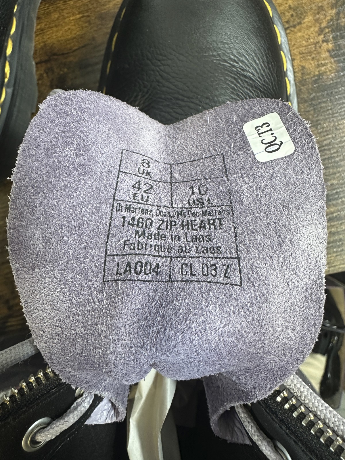 Dr Martens 1460 Zip Heart Black Purple Lace up Combat Boots Goth Punk Grunge 10