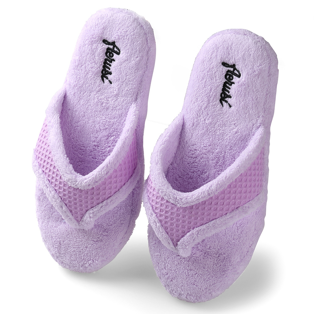Aerusi Women Slippers Fleece Soft Flip Flops Spa Bedroom Indoor House Shoes