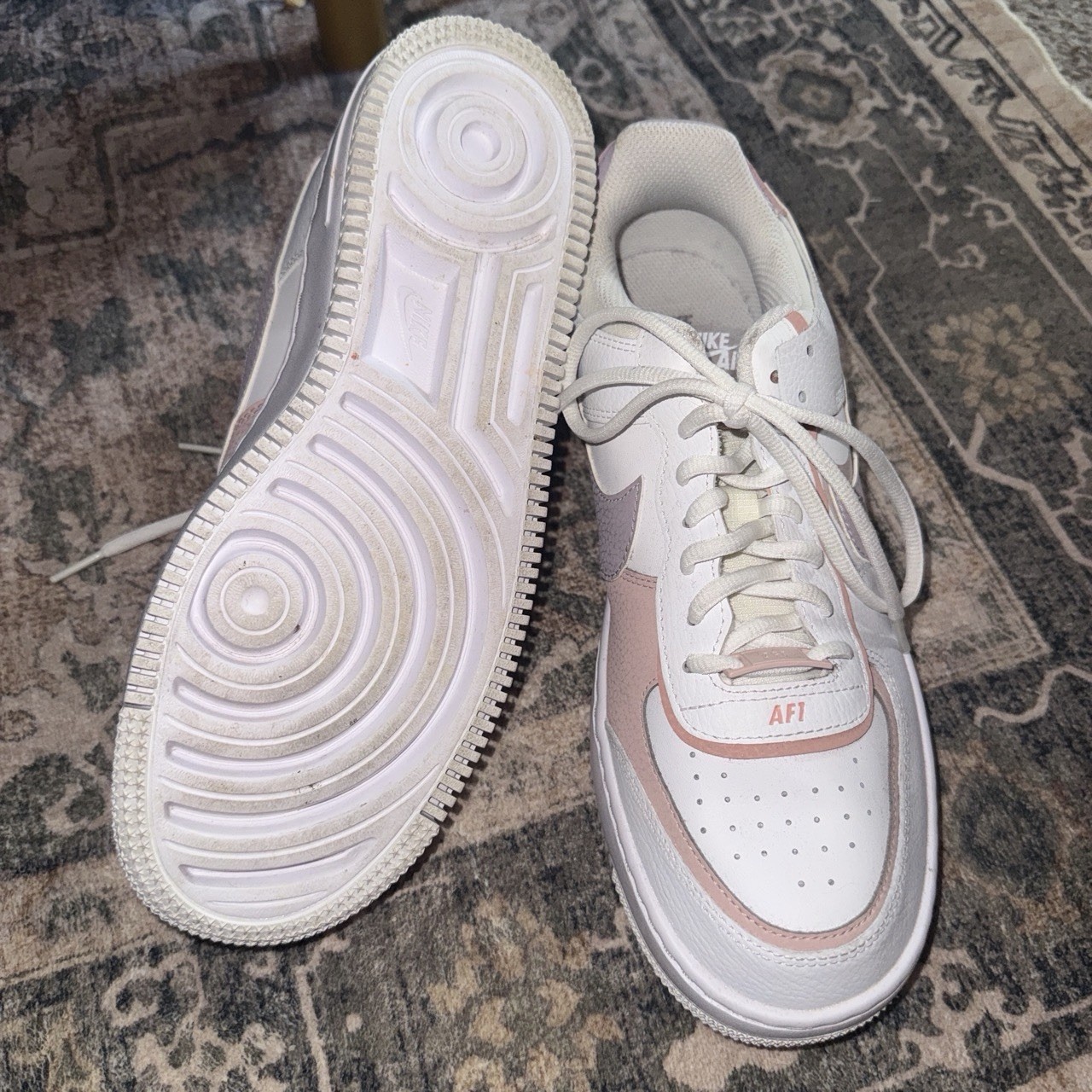 Nike Air Force 1 Shadow Low Top Leather Sneakers White/Pink/Gray CI0919-113