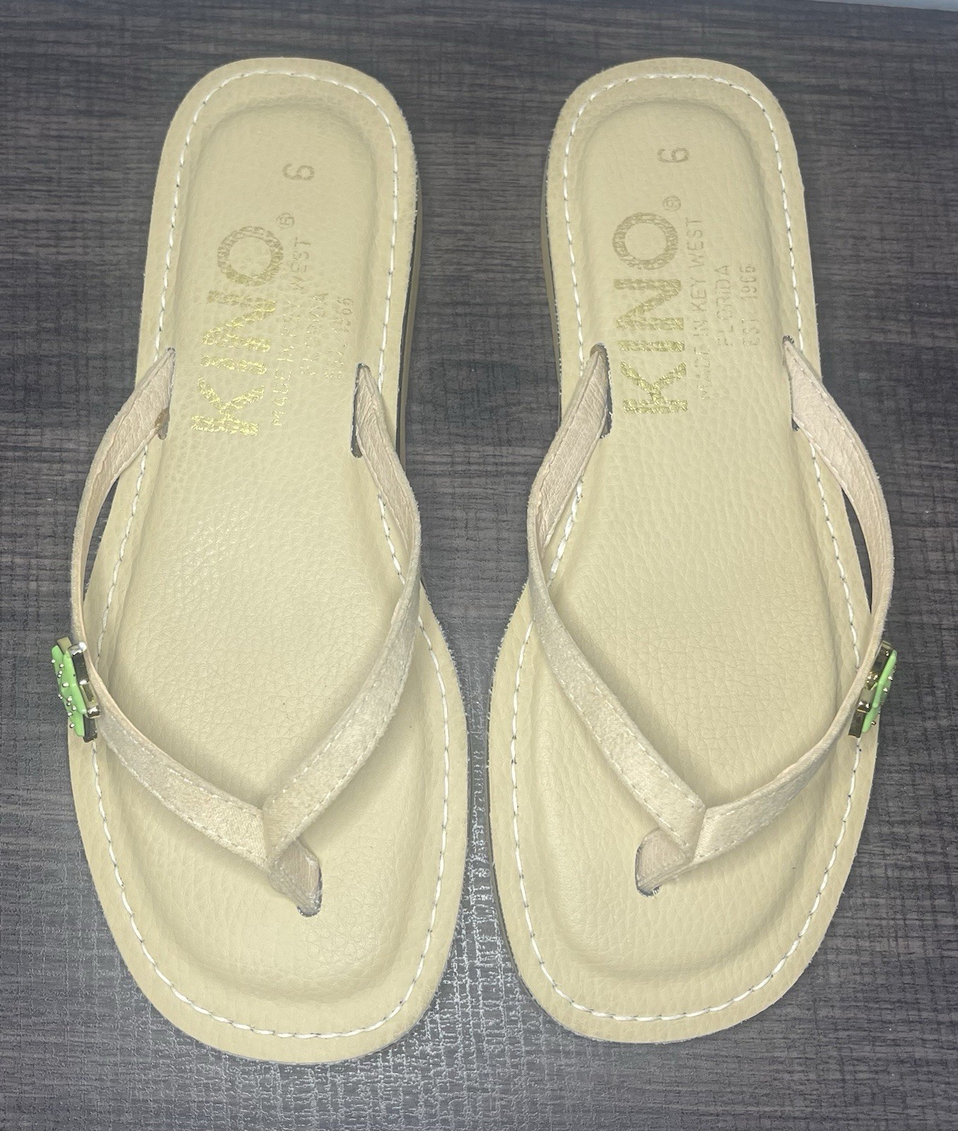 Kino Women’s Leather Sandals Key West Size 6 Beige Color