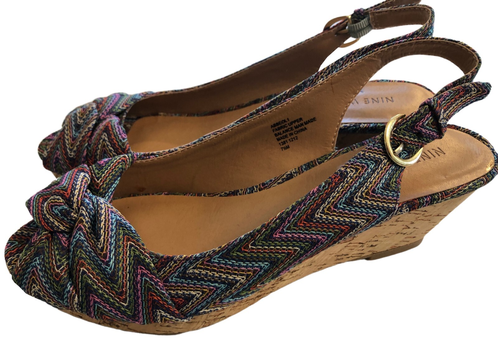 NEW Nine West ABBE Boho Cork Wedge Sandal Sz 7.5M NWOT Woven Hippie