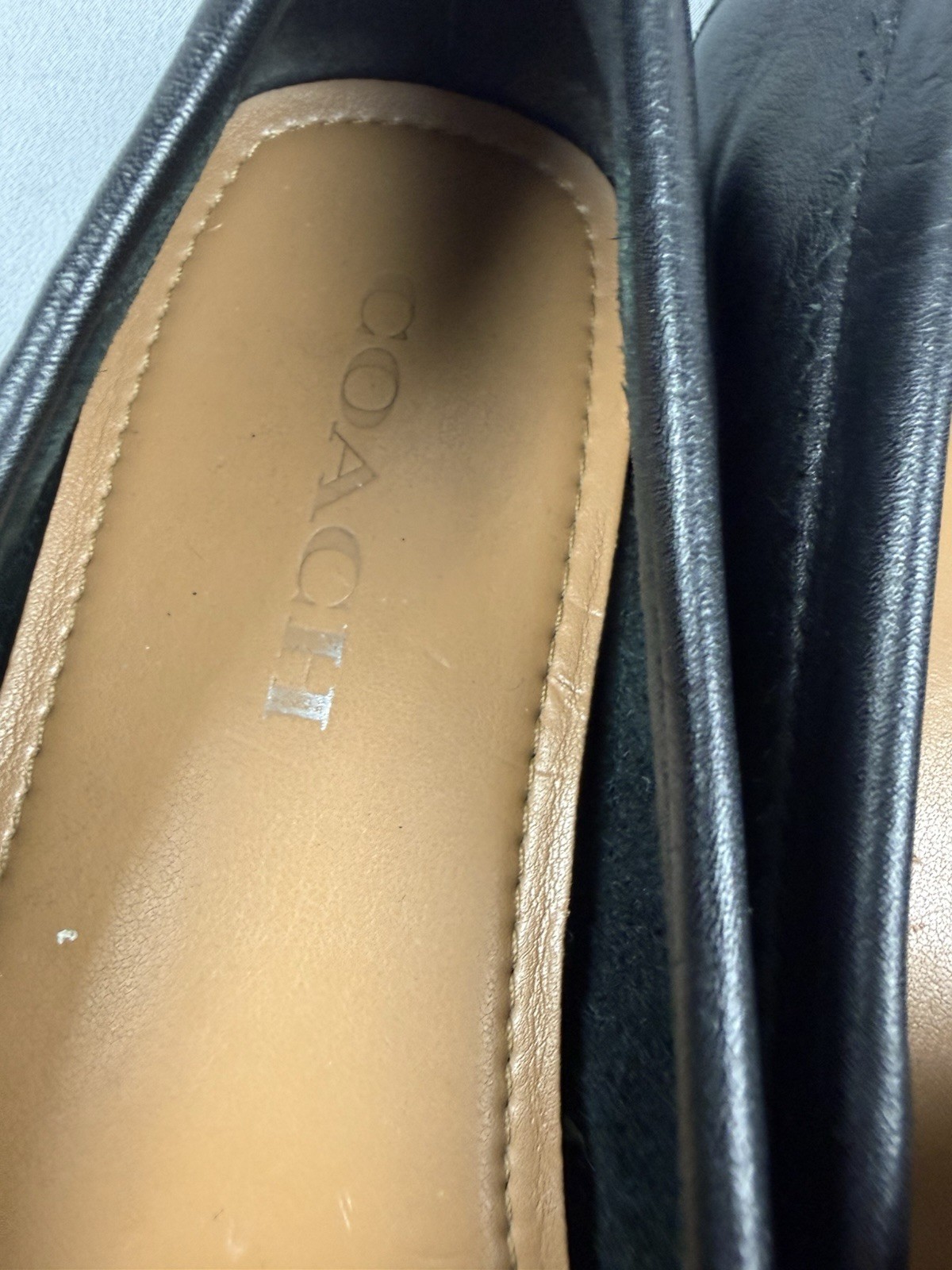 Coach Odette Black Leather Loafers Women’s 7.5B Slip On Flats Shoes