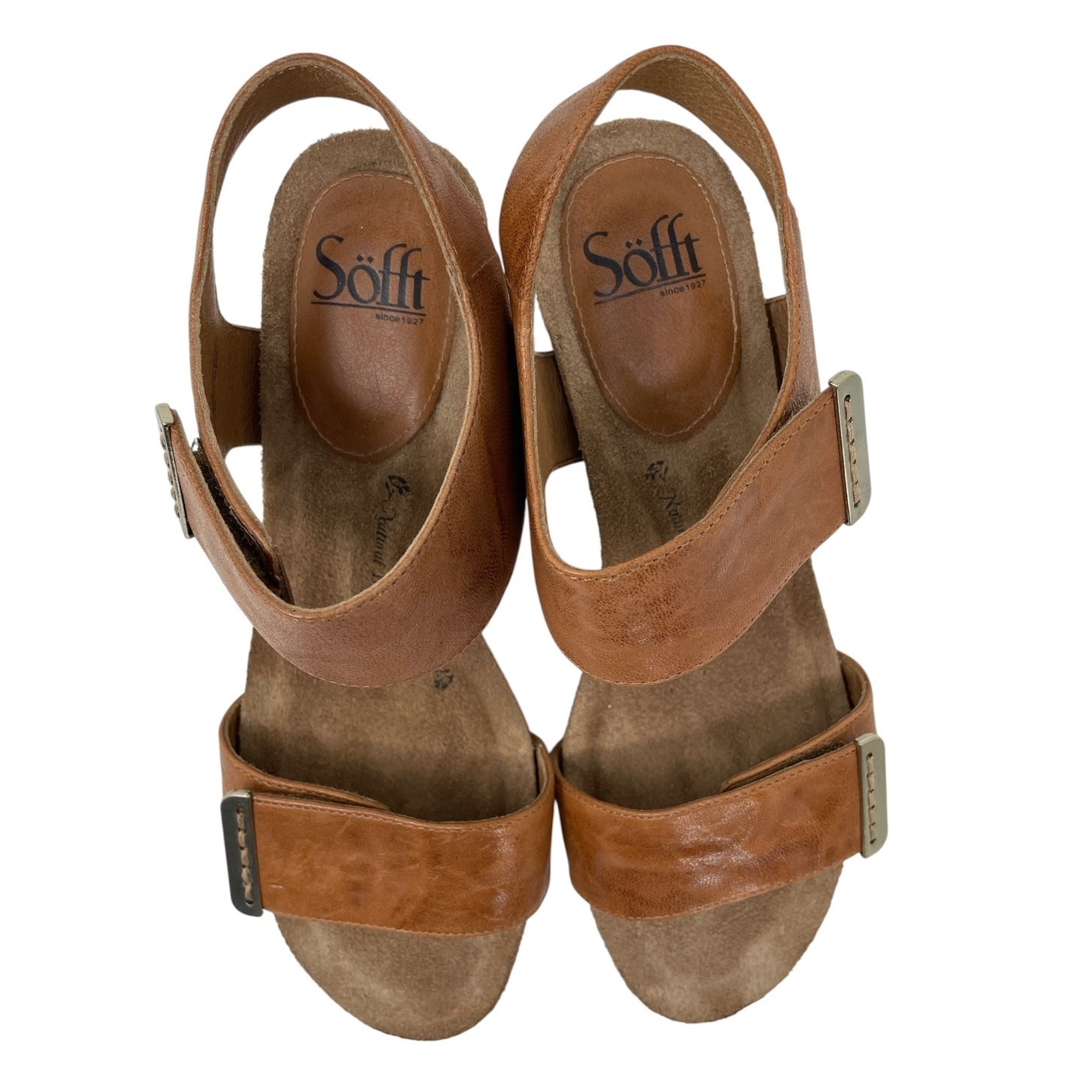 Sofft Verdi II Adjustable Leather Wedge Sandals Size 9M Boho Chic Coastal Casual