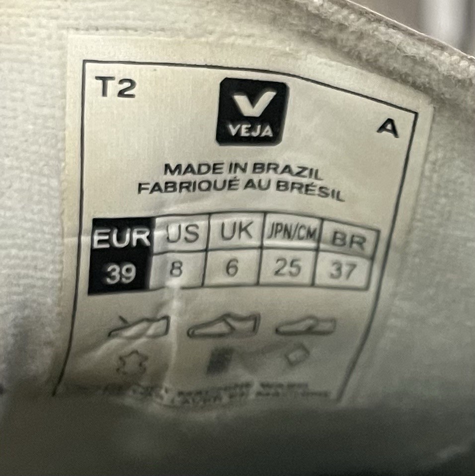 VEJA Esplar White Leather Sneakers Women’s US 8 EU 39 Black V Logo