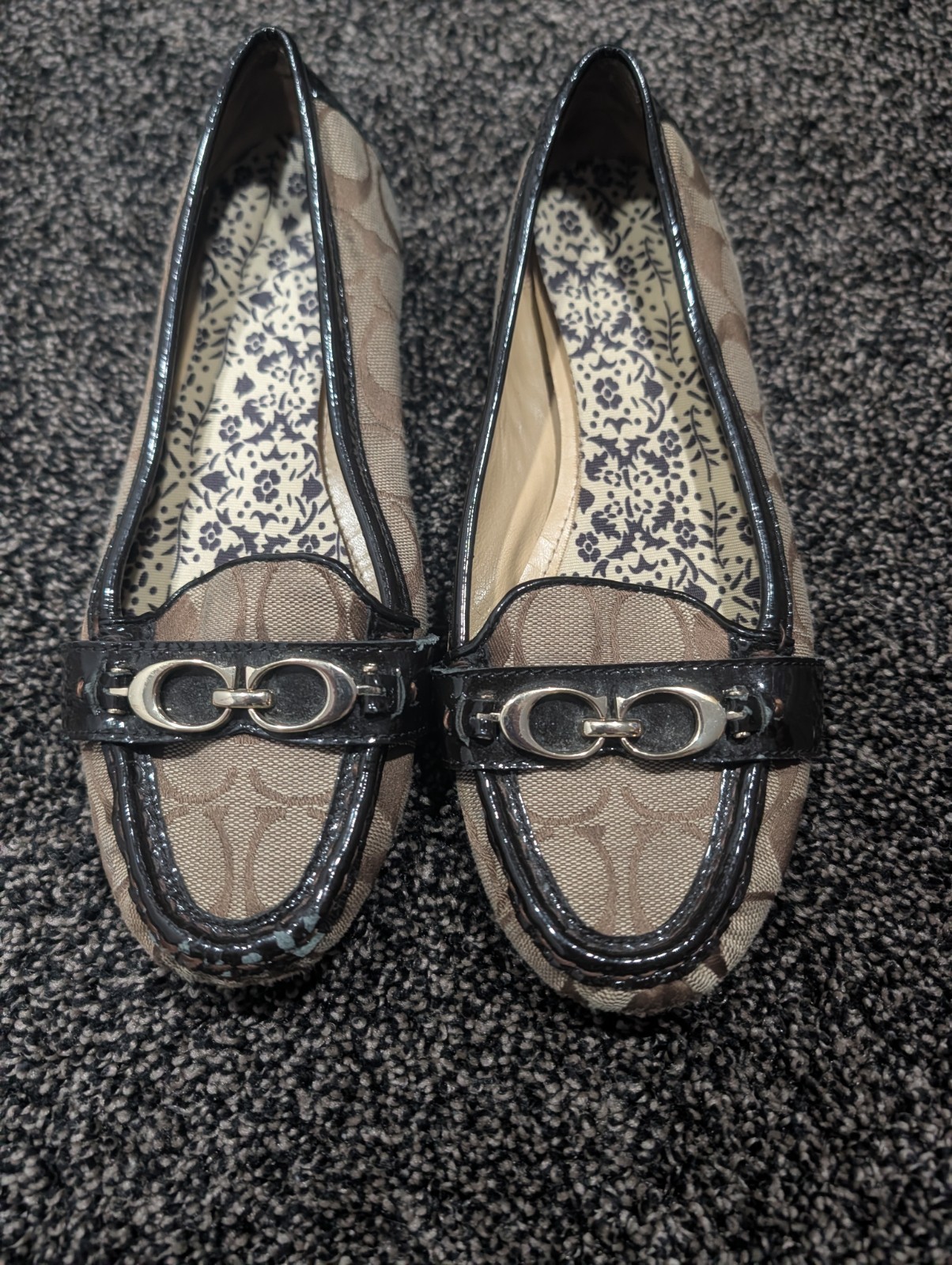 Coach Womens 8 Odette Slip-on Loafers Flats Shoes Signature Logo Brown A01921